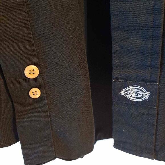 Dickies Men's Button Down Shirts Black Long Sleeve Collar Pockets M - Picture 3 of 9